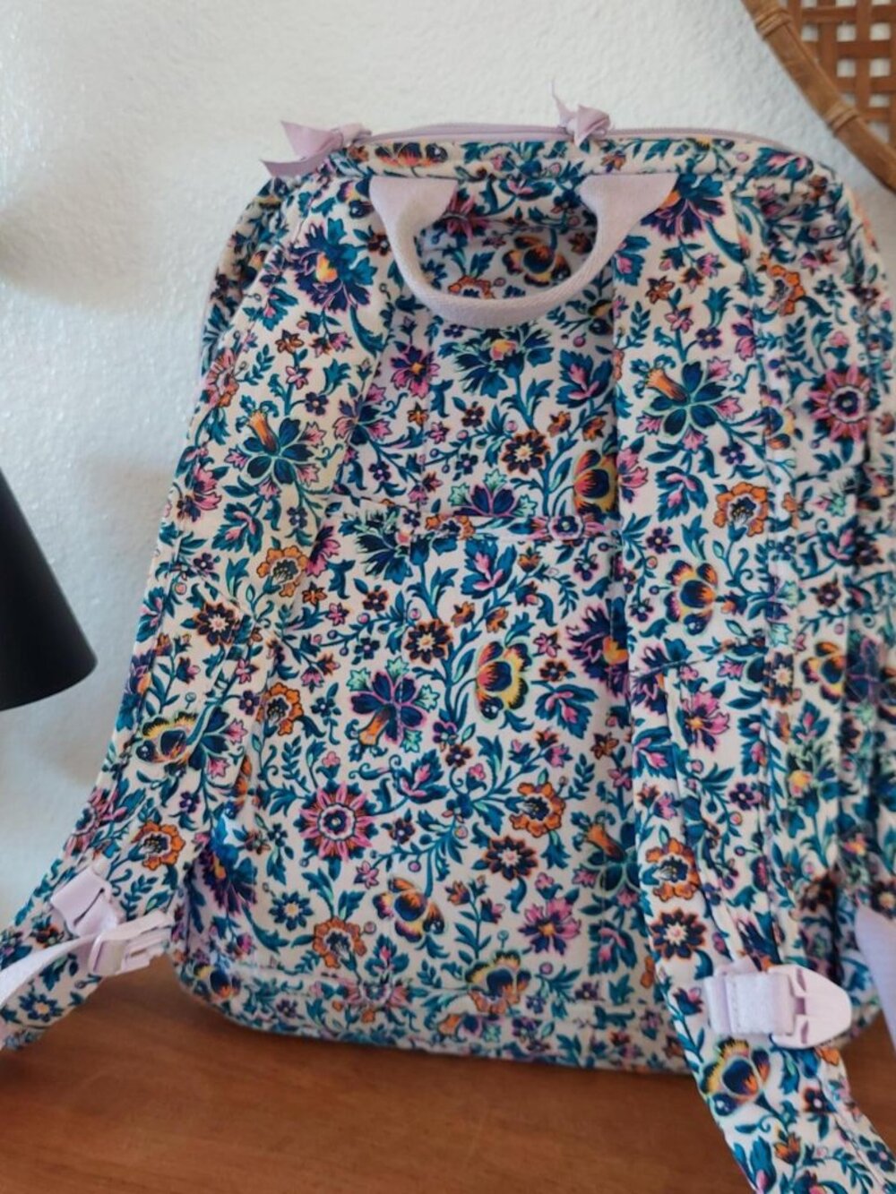 vera bradley cloud vine lavender 9thMulti-colored floral print backpack with pur - Picture 5 of 5